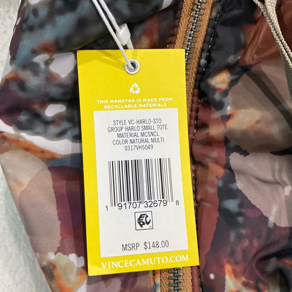 🆕VINCE CAMUTO HARLO SATCHEL/TOTE. Color- Natural Earthy Mosaic Tones - Picture 8 of 9